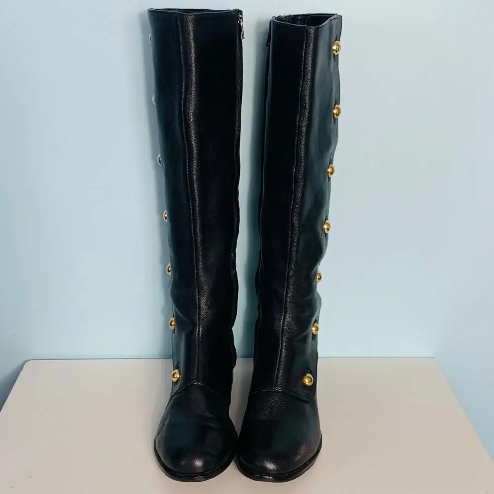 Michael Kors Black Leather Maisie Boots Size 8 - Picture 4 of 10